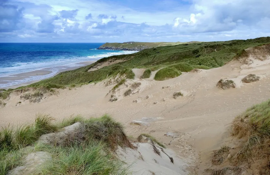 Cornish coastal beach and cliffs near Padstow on the Camel estuary