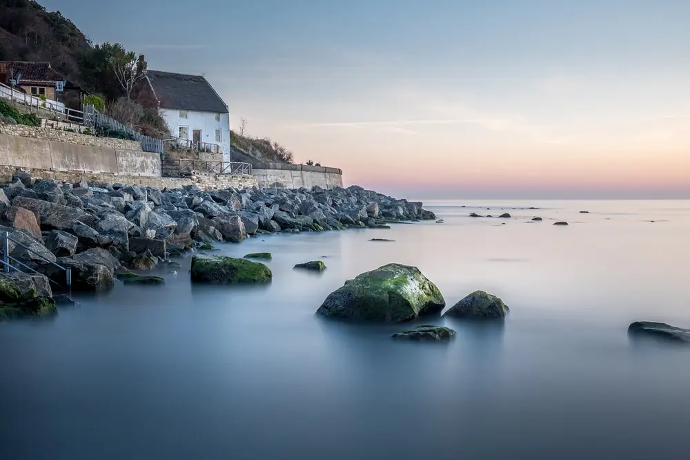 Traditional cottage on the Scottish coast, as at Colbost on the Isle of Skye